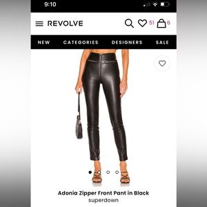 Superdown Adonis Zipper front Faux leather pant